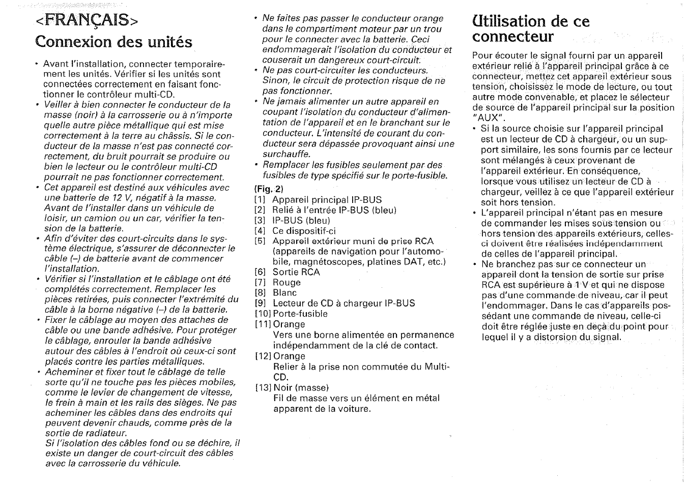 Français, Connexion des unités, Ütilisation de ce connecteur | Pioneer CD-RB20 User Manual | Page 6 / 12