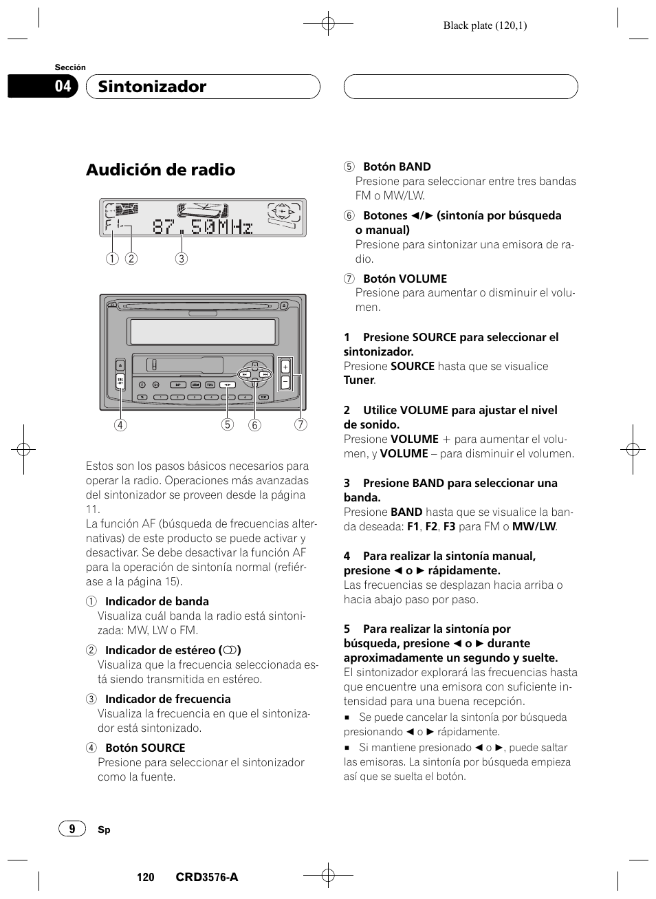Sintonizador, Audición de radio 9, Audición de radio | Sintonizador 04 | Pioneer FH-P4100R User Manual | Page 120 / 168