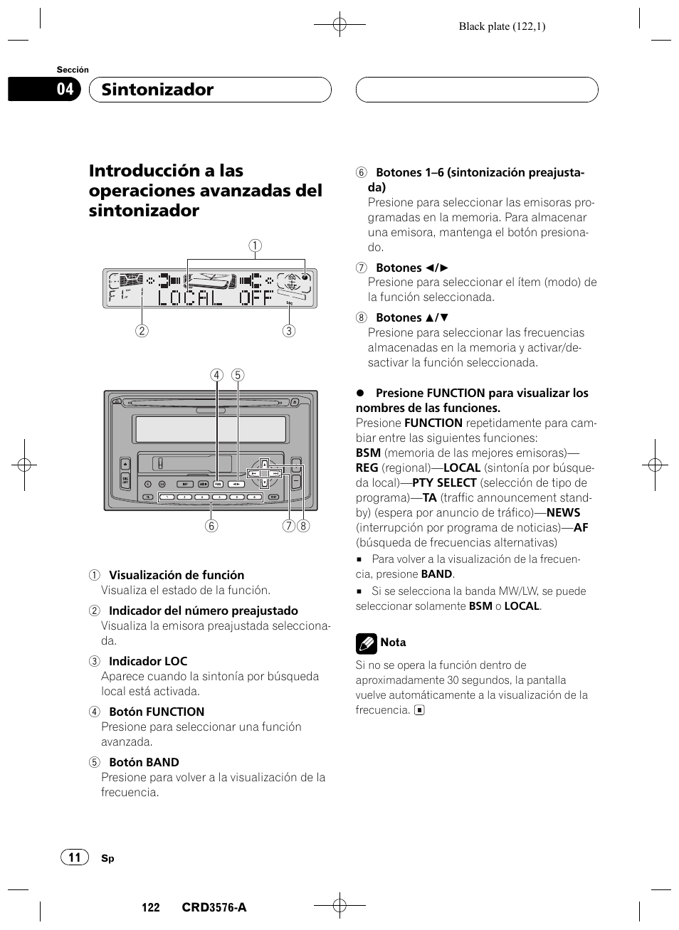 Introducción a las operaciones avanzadas del, Sintonizador 11, Sintonizador 04 | Pioneer FH-P4100R User Manual | Page 122 / 168