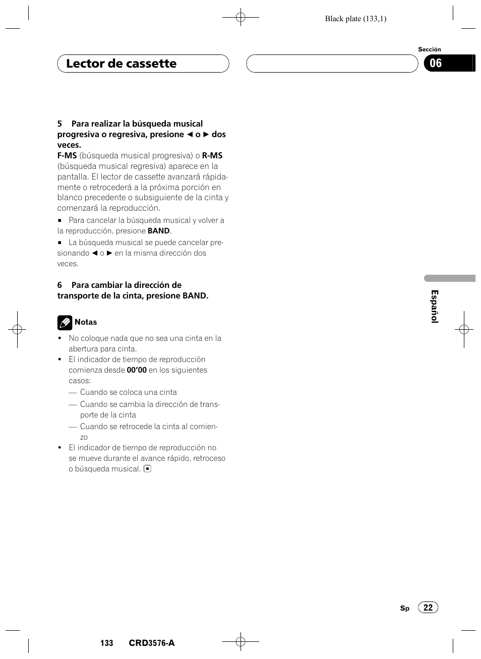 Lector de cassette 06 | Pioneer FH-P4100R User Manual | Page 133 / 168