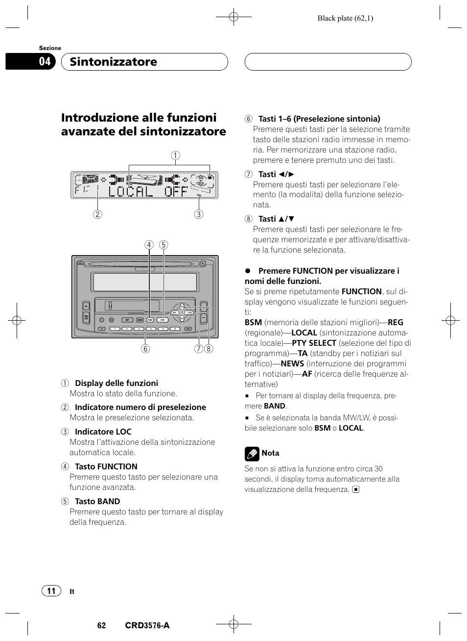 Introduzione alle funzioni avanzate del, Sintonizzatore 11, Sintonizzatore 04 | Pioneer FH-P4100R User Manual | Page 62 / 168