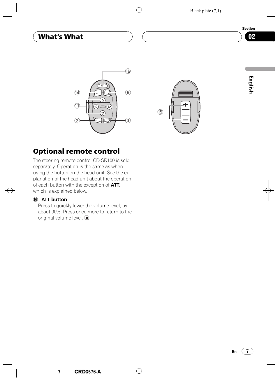 Optional remote control 7, Optional remote control, Whats what 02 | Pioneer FH-P4100R User Manual | Page 7 / 168