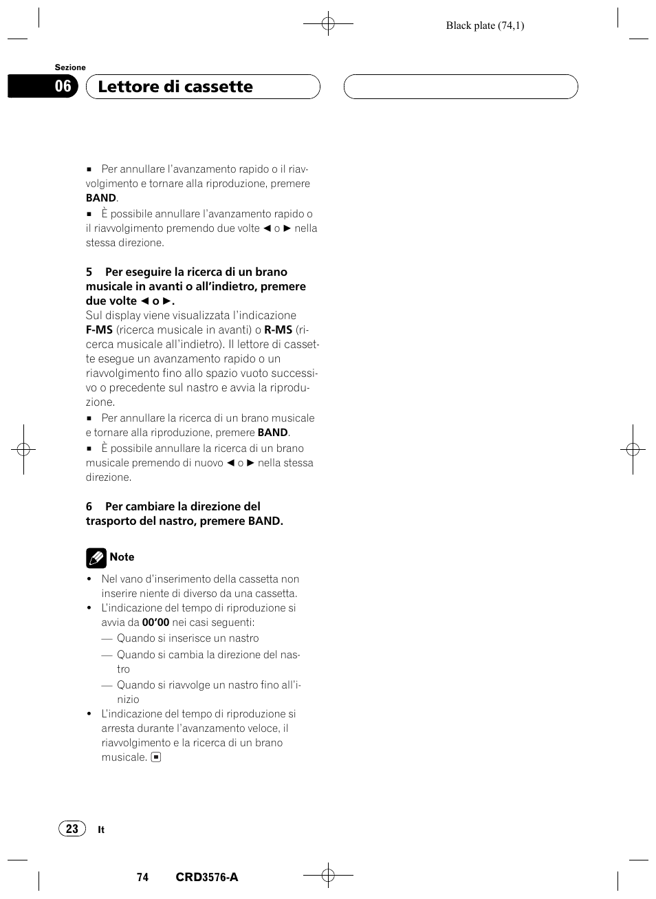 Lettore di cassette 06 | Pioneer FH-P4100R User Manual | Page 74 / 168