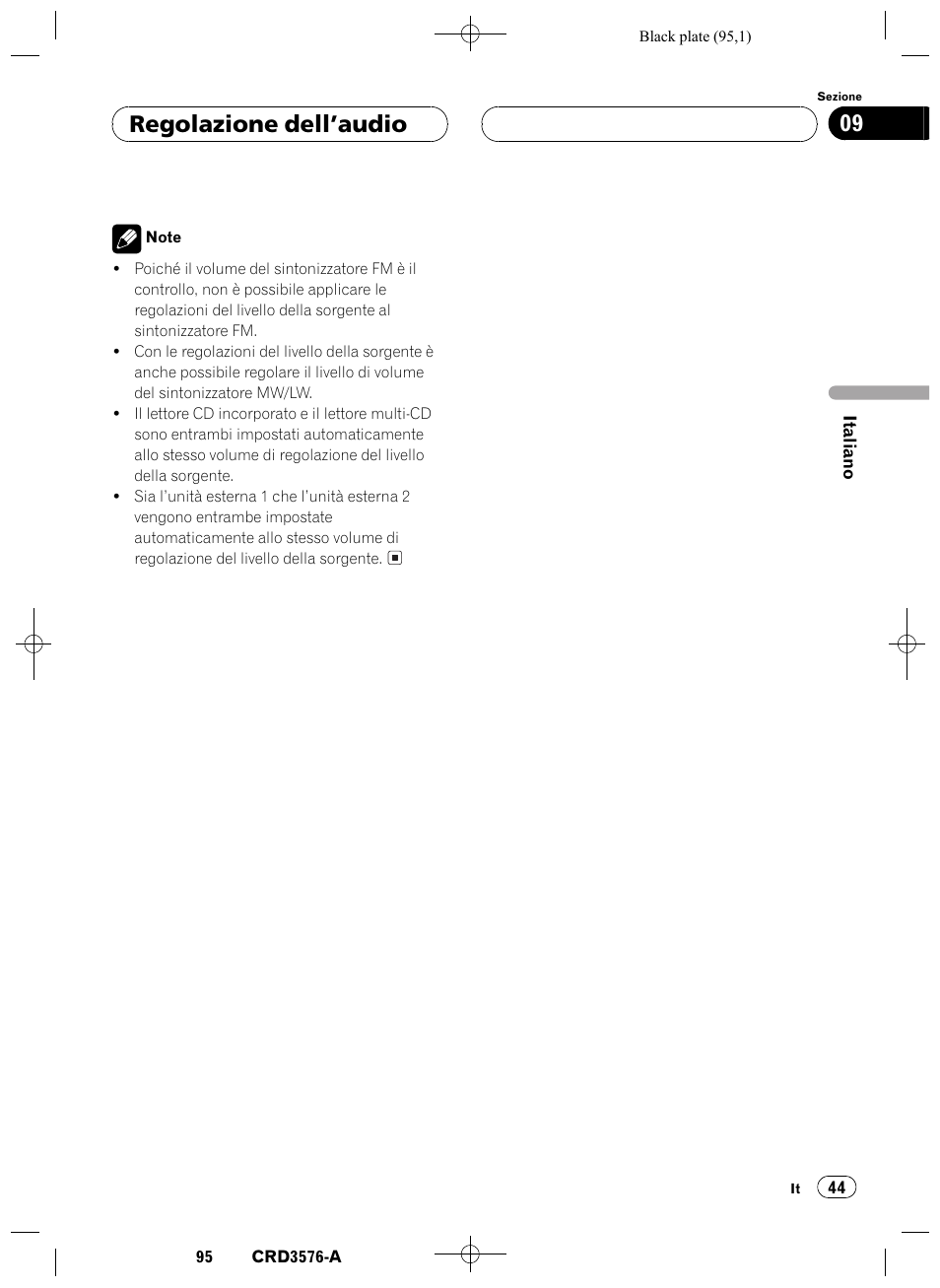 Regolazione dellaudio 09 | Pioneer FH-P4100R User Manual | Page 95 / 168