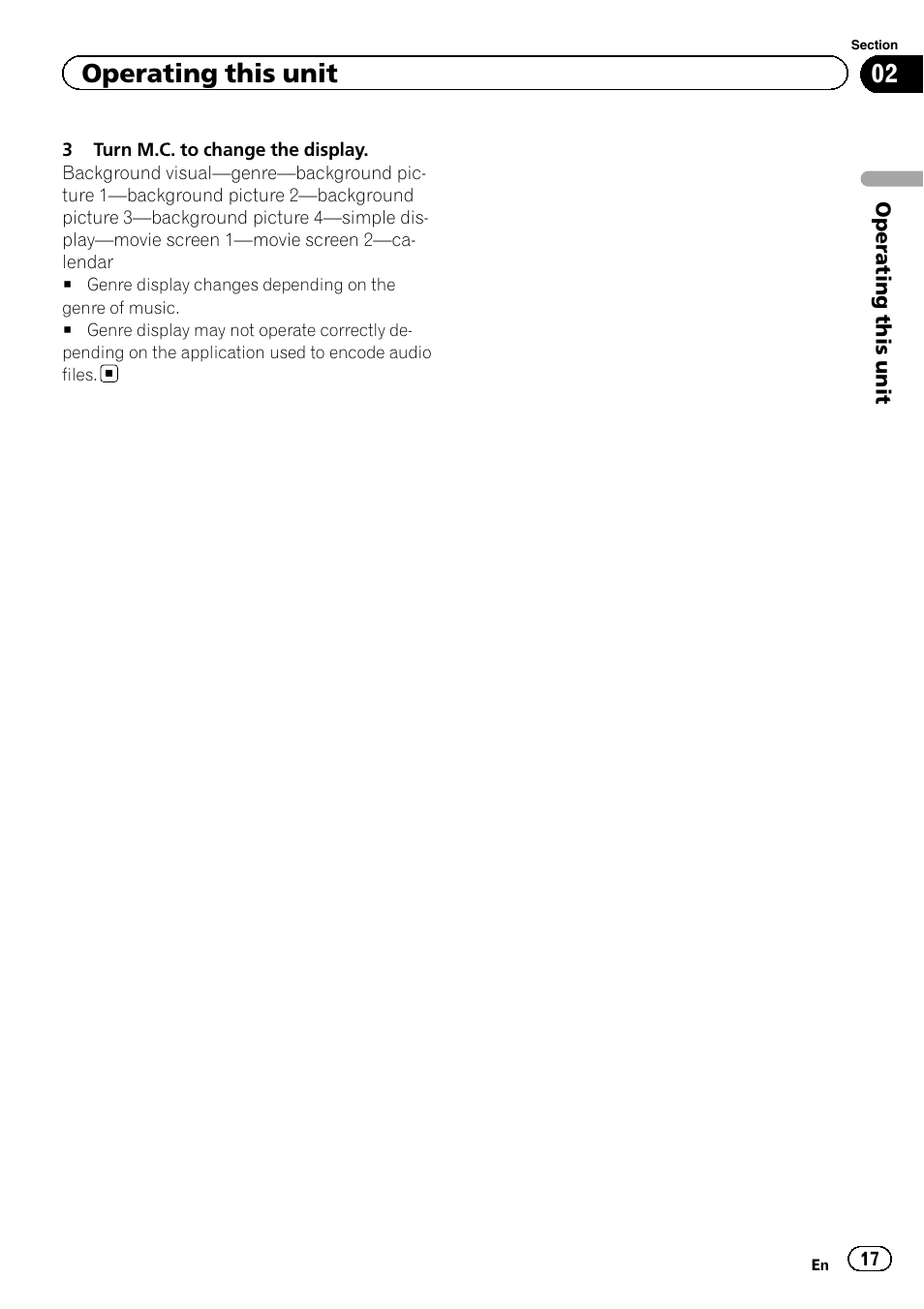 Operating this unit | Pioneer DEH-9300SD User Manual | Page 17 / 28