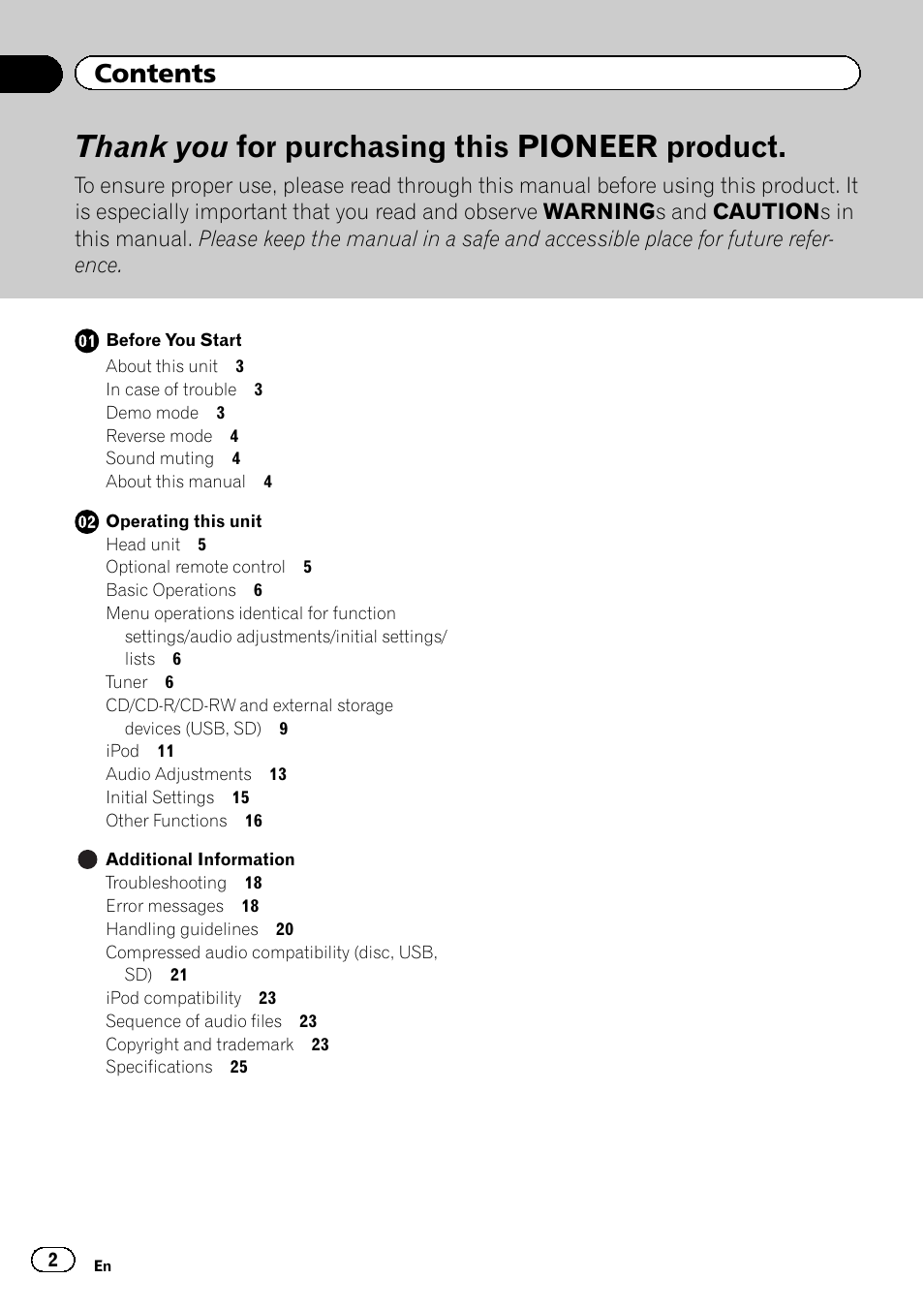 Pioneer DEH-9300SD User Manual | Page 2 / 28