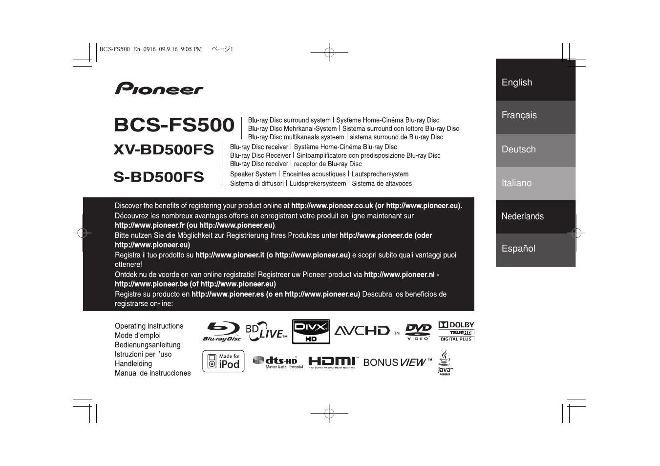 Pioneer BCS-FS500 User Manual | 304 pages