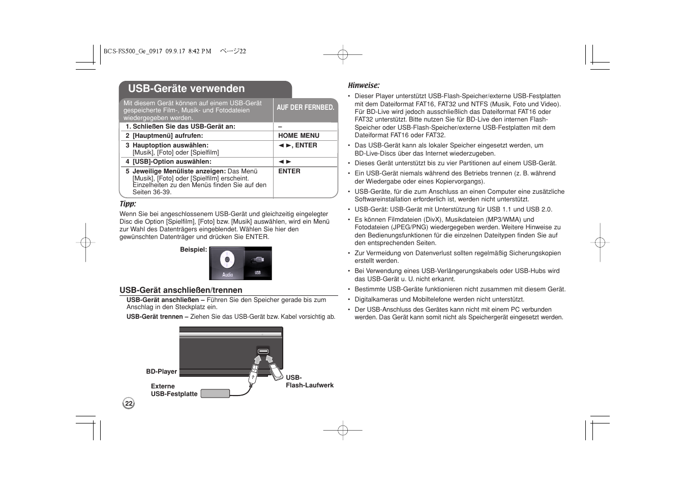 Usb-geräte verwenden | Pioneer BCS-FS500 User Manual | Page 118 / 304