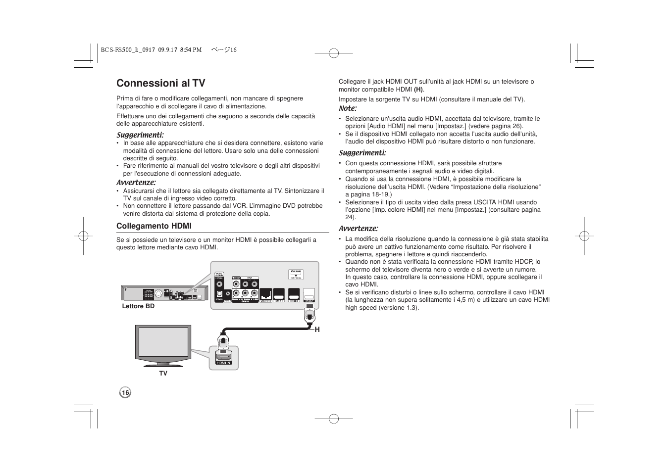 Connessioni al tv -17, Connessioni al tv | Pioneer BCS-FS500 User Manual | Page 160 / 304