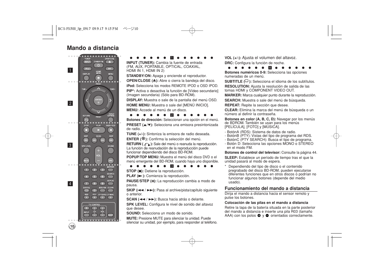 Mando a distancia | Pioneer BCS-FS500 User Manual | Page 250 / 304