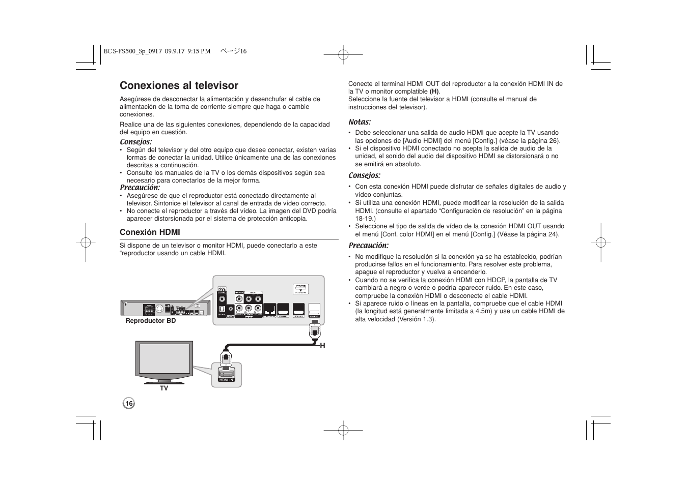 Conexiones al televisor -17, Conexiones al televisor | Pioneer BCS-FS500 User Manual | Page 256 / 304