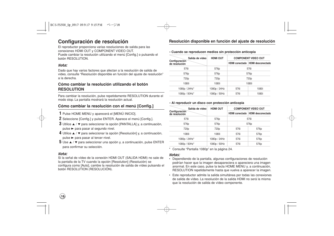 Configuración de resolución -19, Configuración de resolución | Pioneer BCS-FS500 User Manual | Page 258 / 304