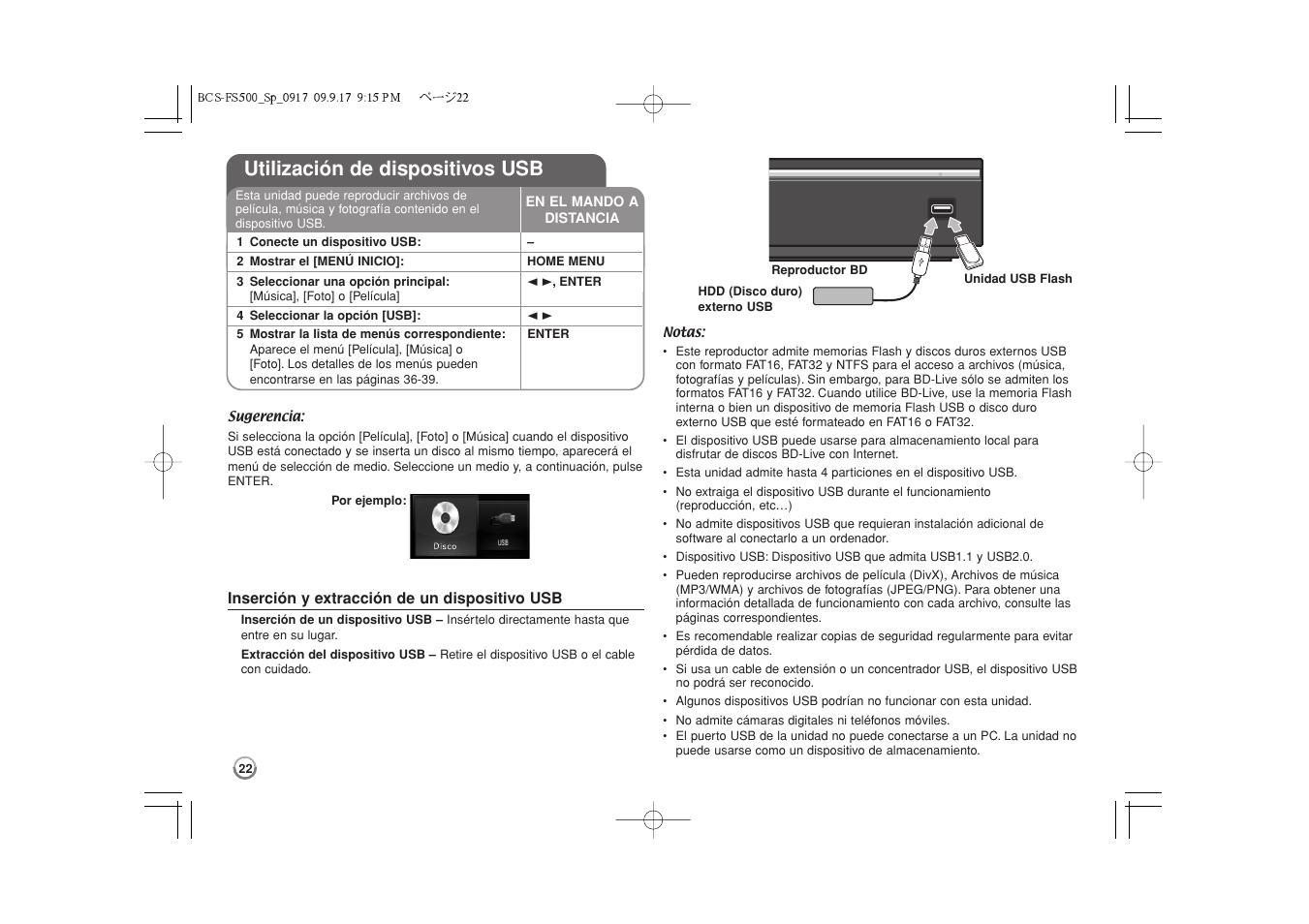 Utilización de dispositivos usb | Pioneer BCS-FS500 User Manual | Page 262 / 304