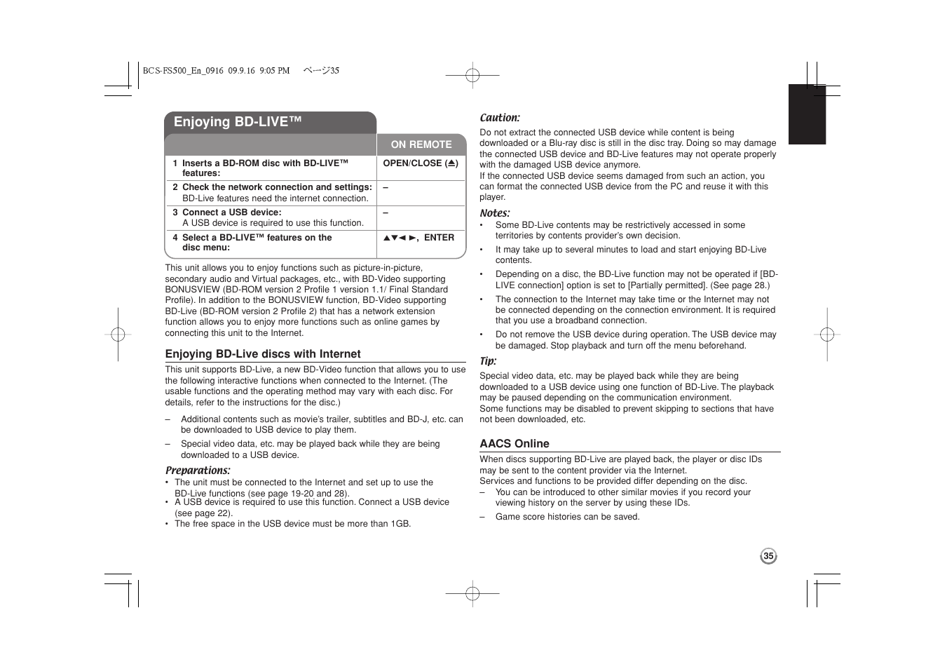 Enjoying bd-live™ -36, Enjoying bd-live | Pioneer BCS-FS500 User Manual | Page 35 / 304