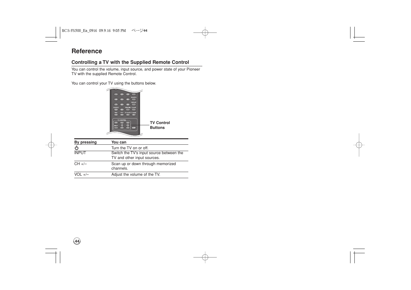 Reference | Pioneer BCS-FS500 User Manual | Page 44 / 304