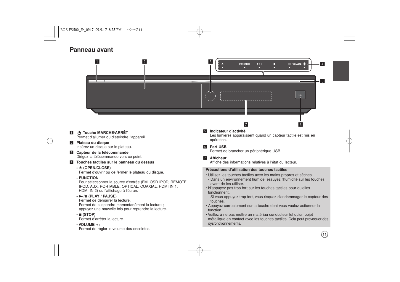 Panneau avant | Pioneer BCS-FS500 User Manual | Page 59 / 304