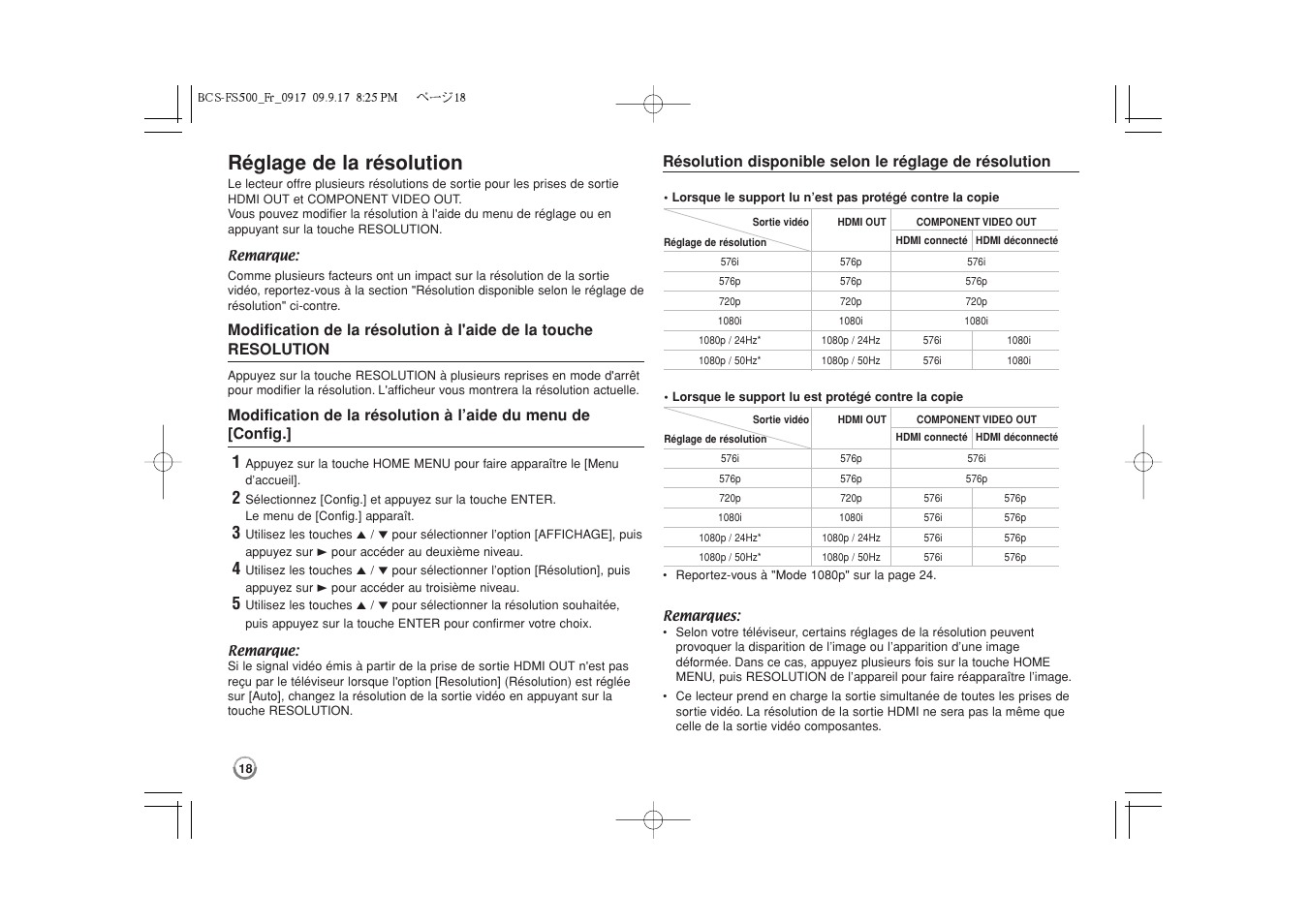 Réglage de la résolution -19, Réglage de la résolution | Pioneer BCS-FS500 User Manual | Page 66 / 304