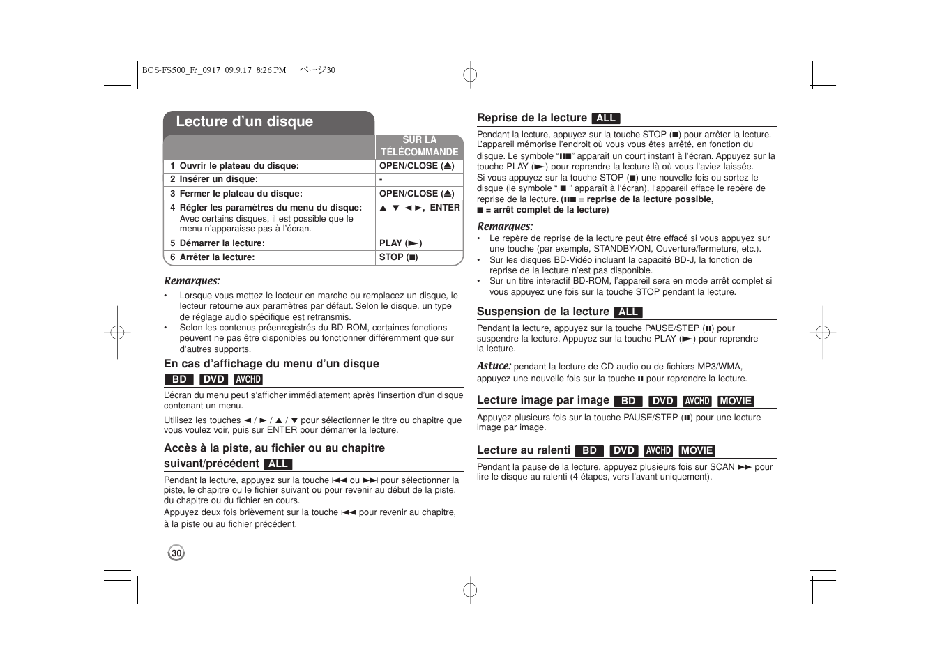Lecture d’un disque -33, Lecture d’un disque | Pioneer BCS-FS500 User Manual | Page 78 / 304