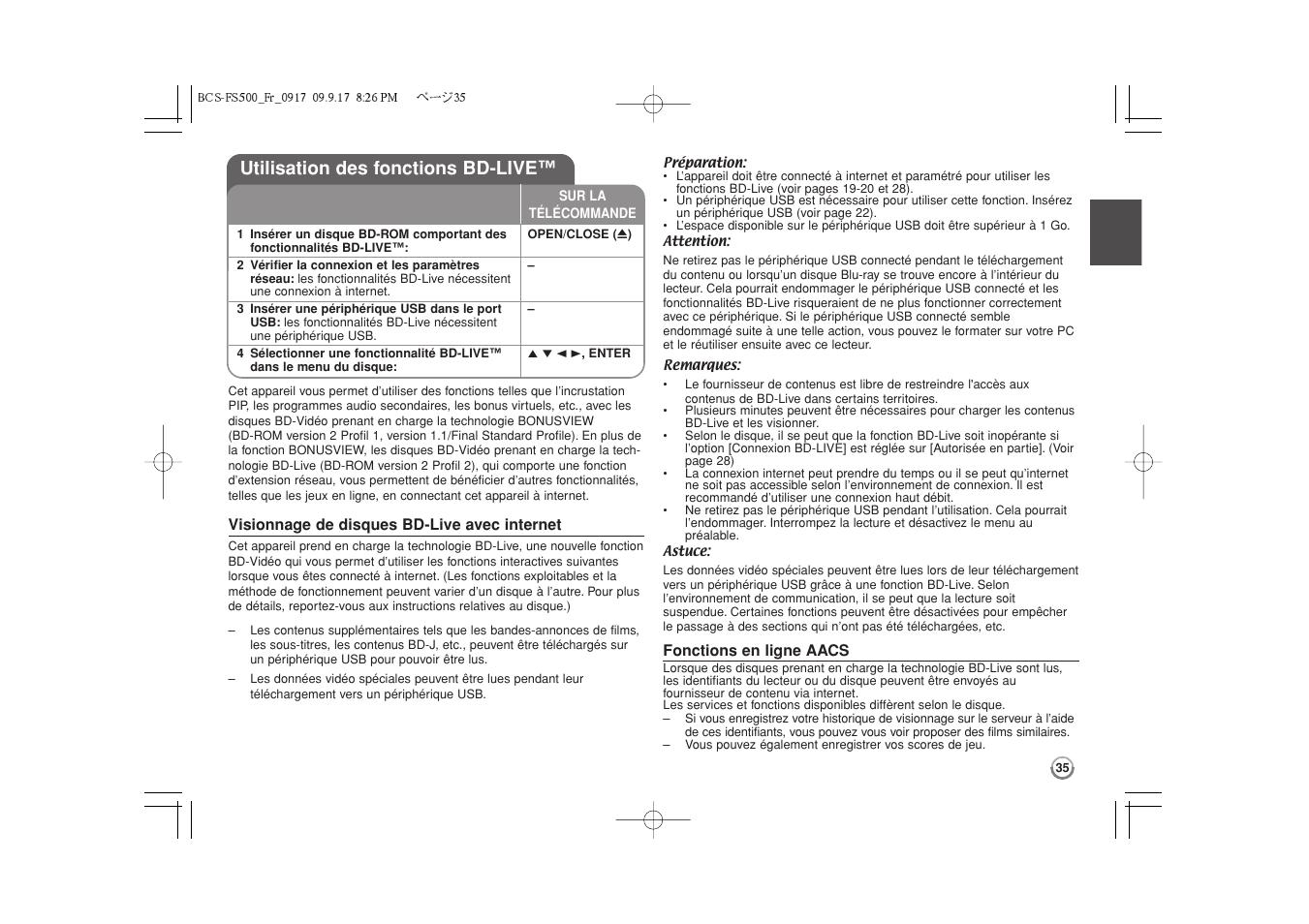 Utilisation des fonctions bd-live™ -36, Utilisation des fonctions bd-live | Pioneer BCS-FS500 User Manual | Page 83 / 304