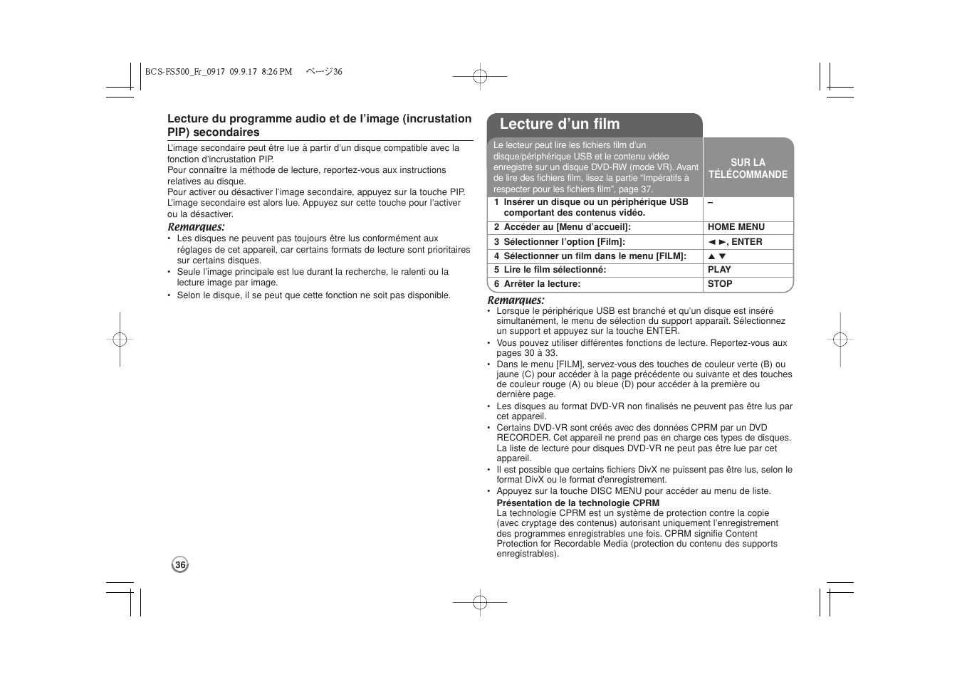 Lecture d’un film -37, Lecture d’un film | Pioneer BCS-FS500 User Manual | Page 84 / 304