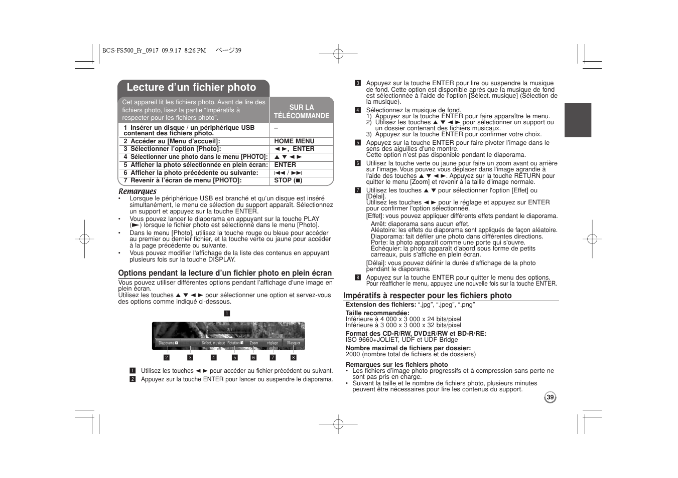 Lecture d’un fichier photo | Pioneer BCS-FS500 User Manual | Page 87 / 304