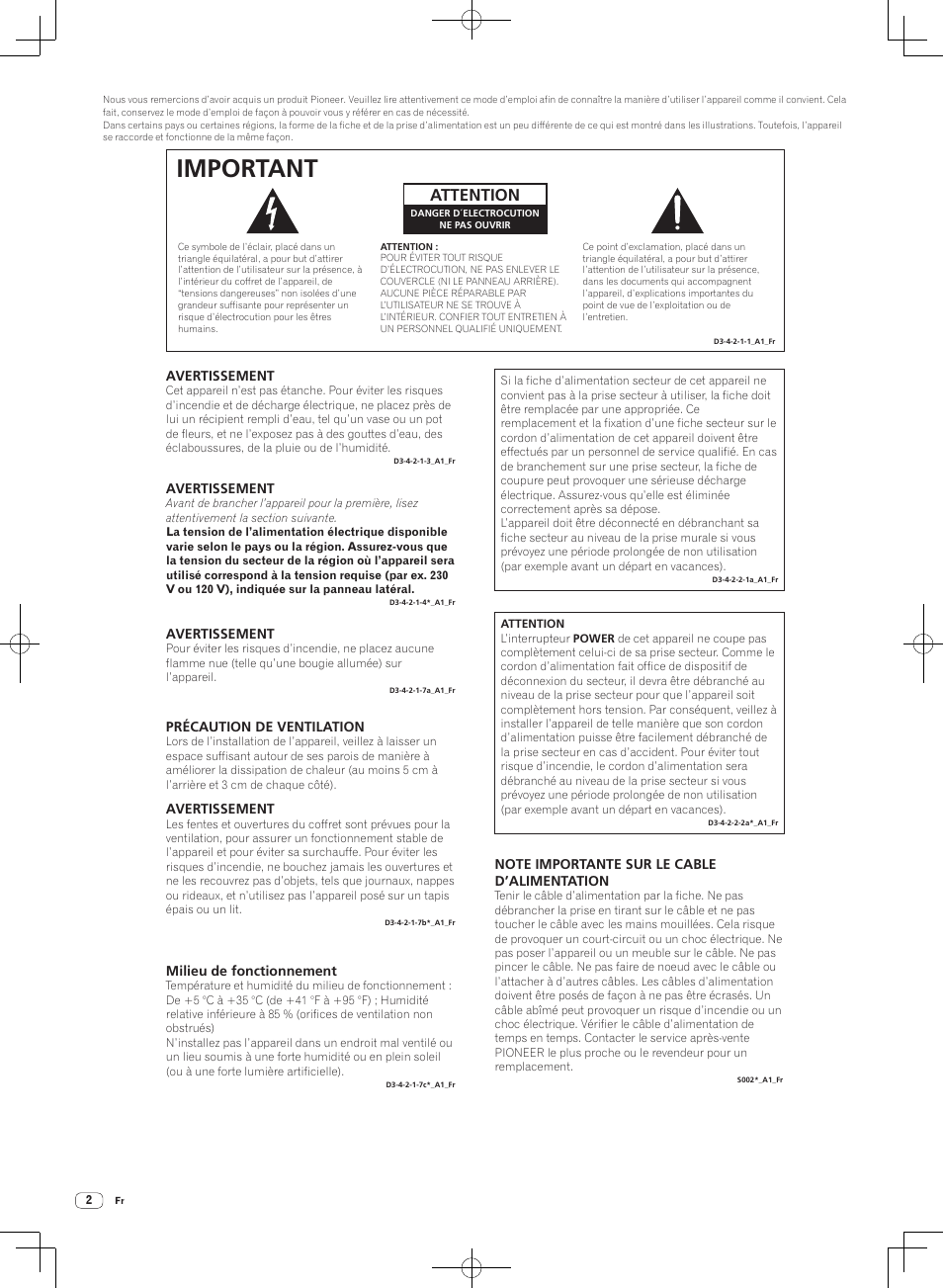 Important, Attention | Pioneer DJM-T1 User Manual | Page 34 / 100