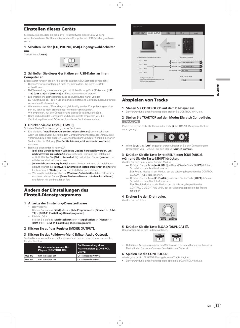 Einstellen dieses geräts, Abspielen von tracks | Pioneer DJM-T1 User Manual | Page 77 / 100