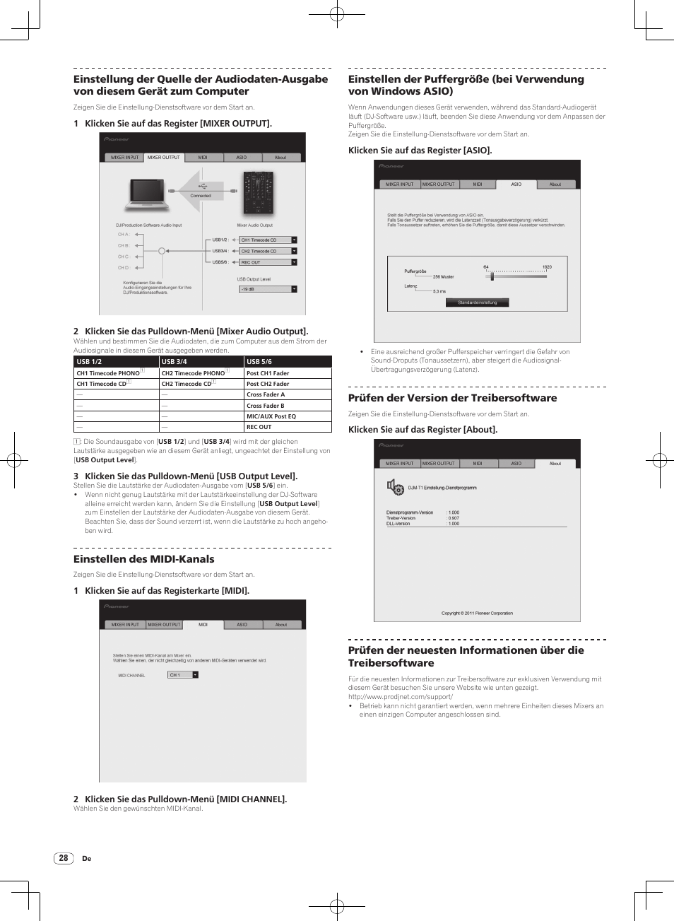 Einstellen des midi-kanals, Prüfen der version der treibersoftware | Pioneer DJM-T1 User Manual | Page 92 / 100