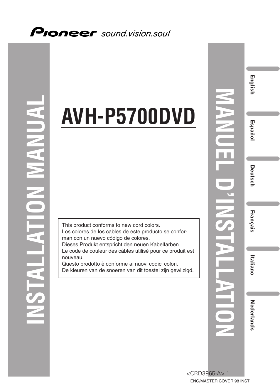 Pioneer AVH-P5700DVD User Manual | 86 pages