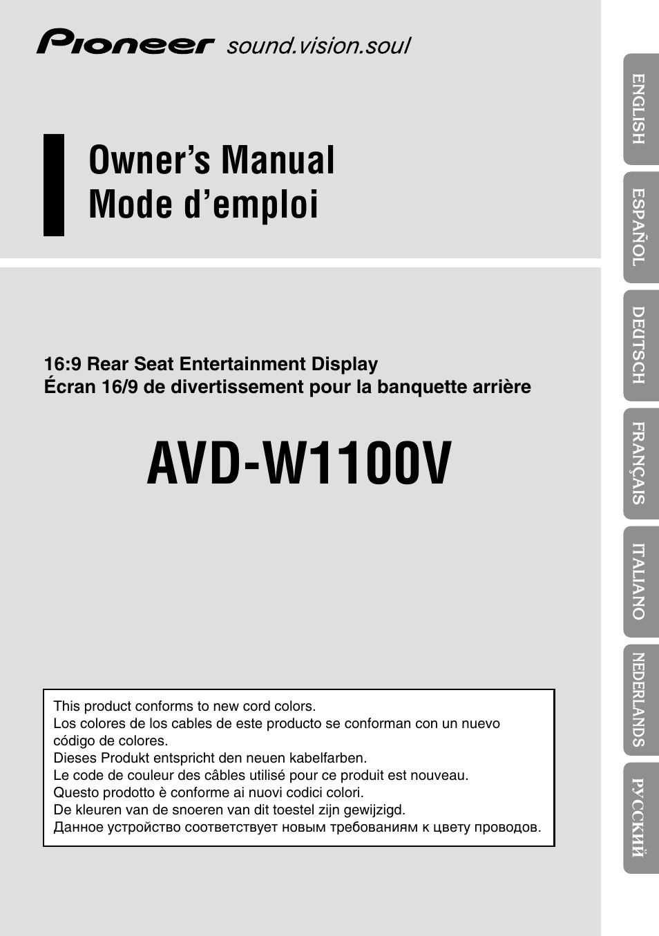 Pioneer AVD-W1100V User Manual | 226 pages