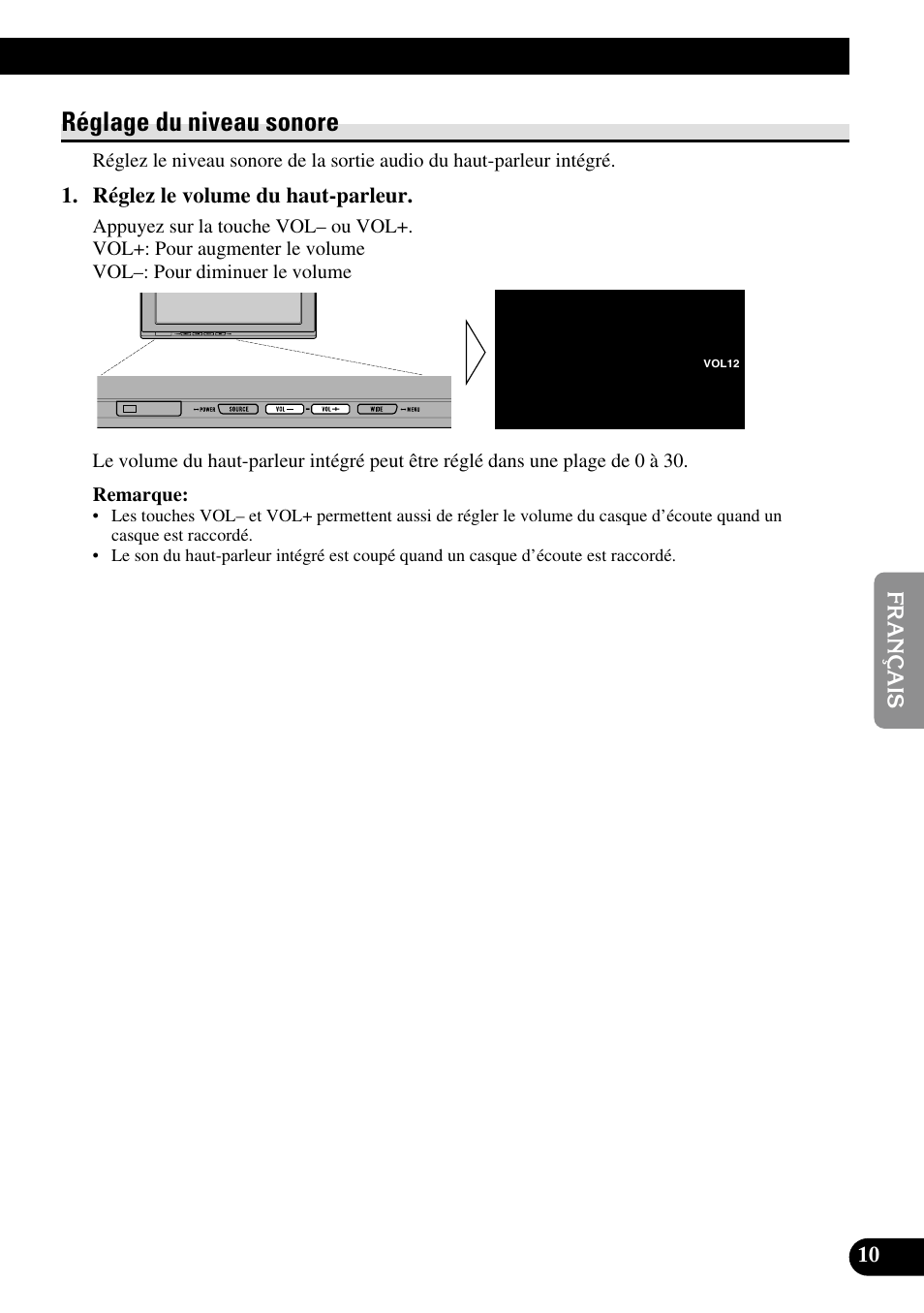 Réglage du niveau sonore | Pioneer AVD-W1100V User Manual | Page 107 / 226