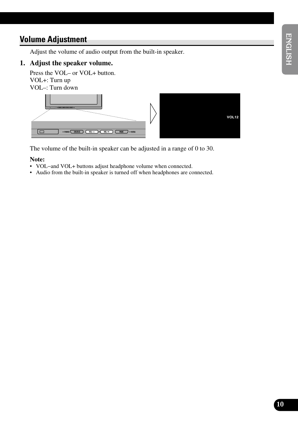 Volume adjustment | Pioneer AVD-W1100V User Manual | Page 11 / 226