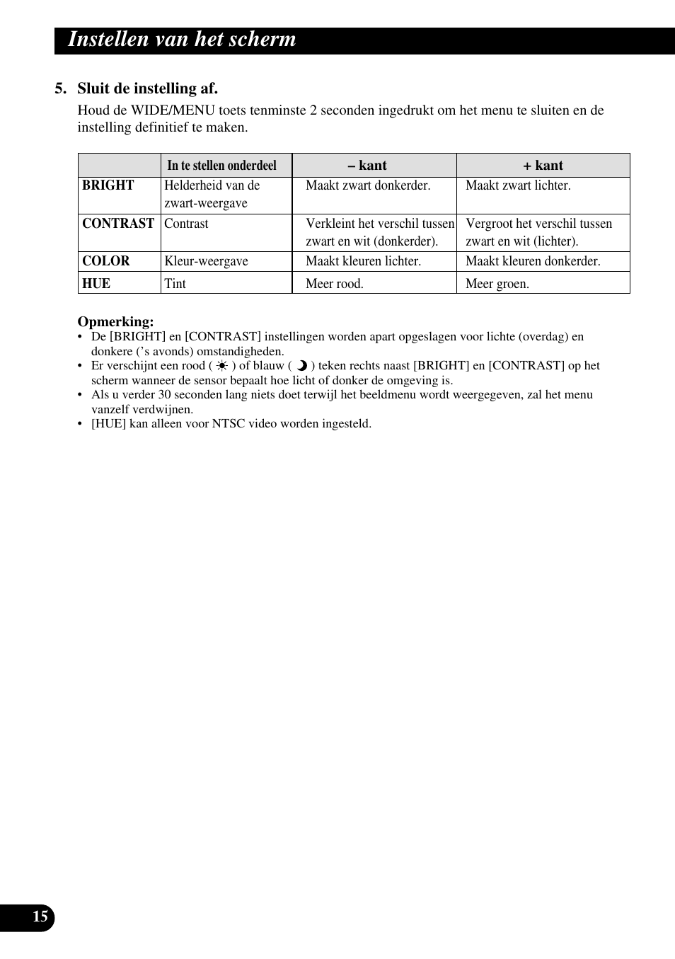 Instellen van het scherm | Pioneer AVD-W1100V User Manual | Page 176 / 226