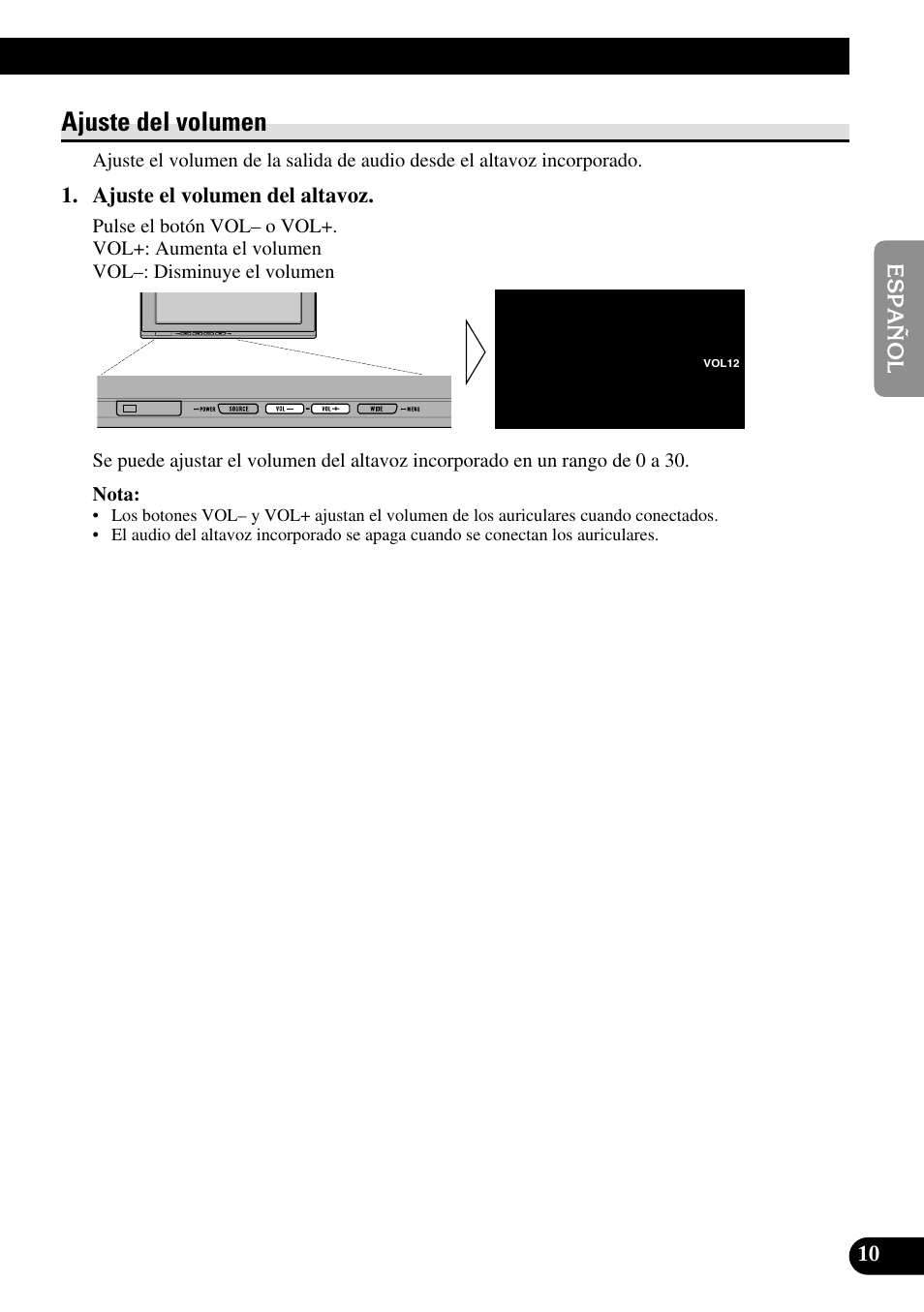 Ajuste del volumen | Pioneer AVD-W1100V User Manual | Page 43 / 226