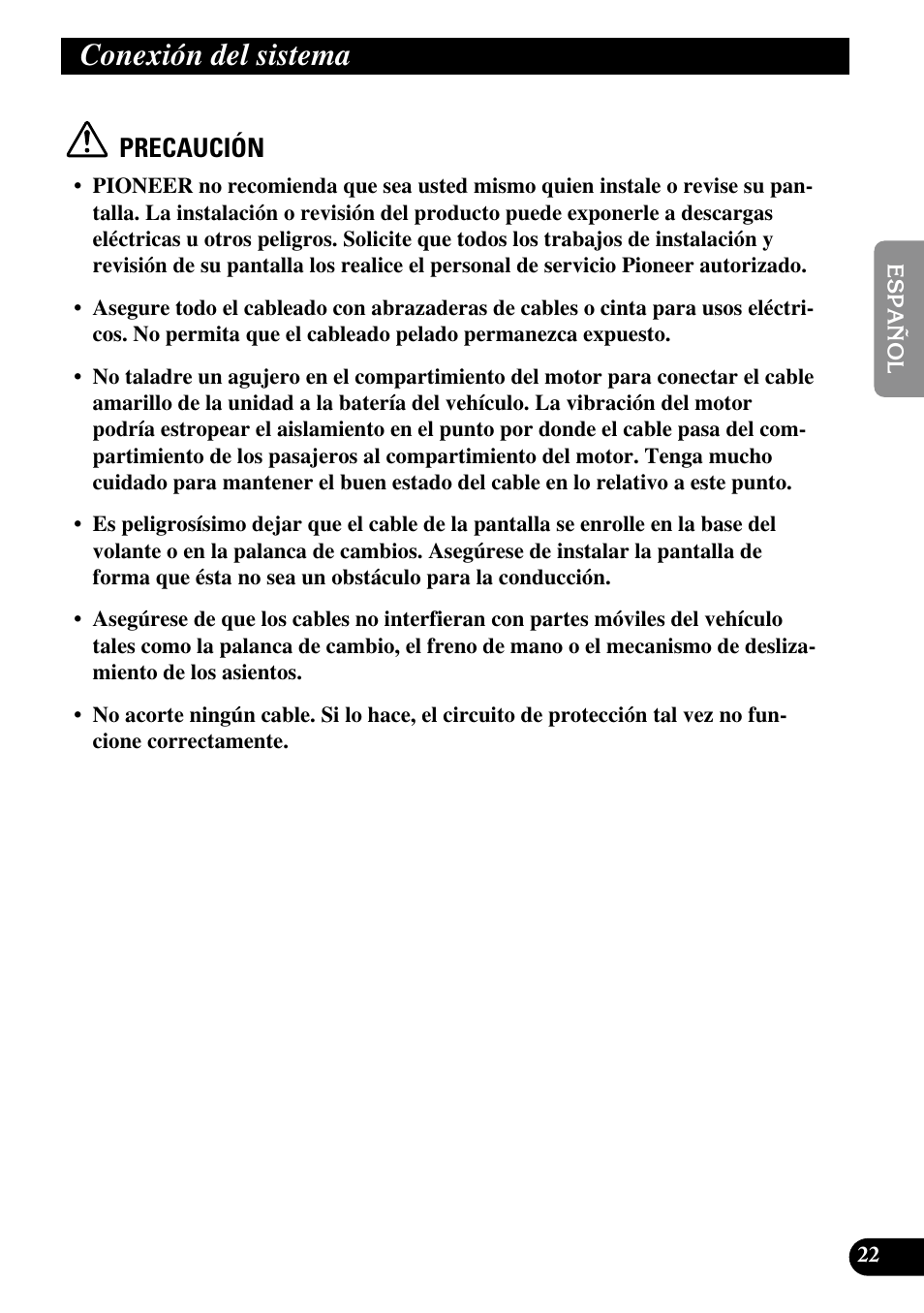 Conexión del sistema, Precaución | Pioneer AVD-W1100V User Manual | Page 55 / 226