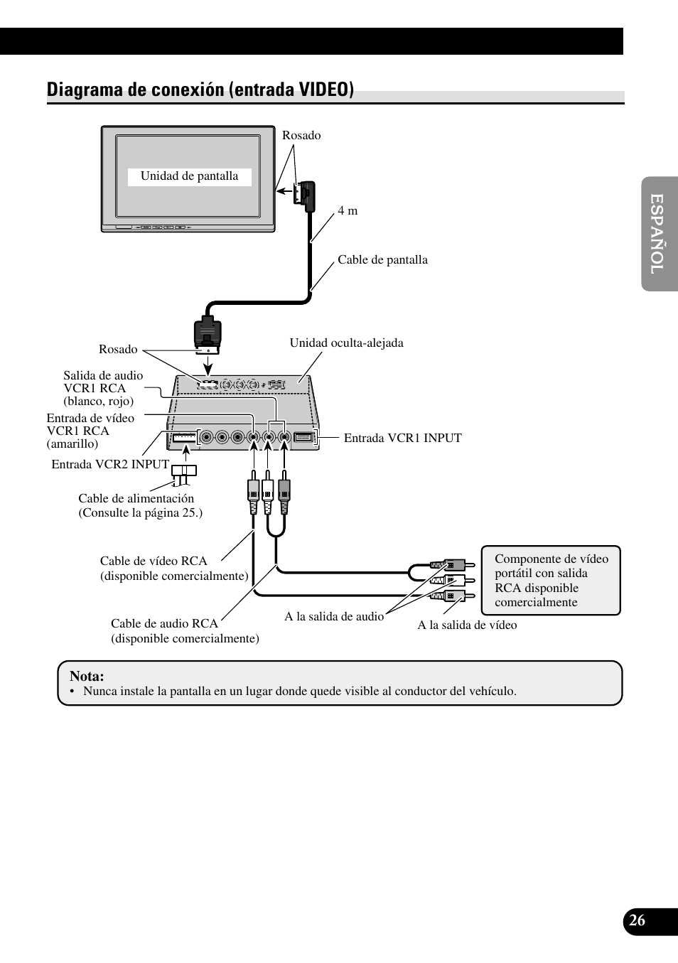 Diagrama de conexión (entrada video) | Pioneer AVD-W1100V User Manual | Page 59 / 226