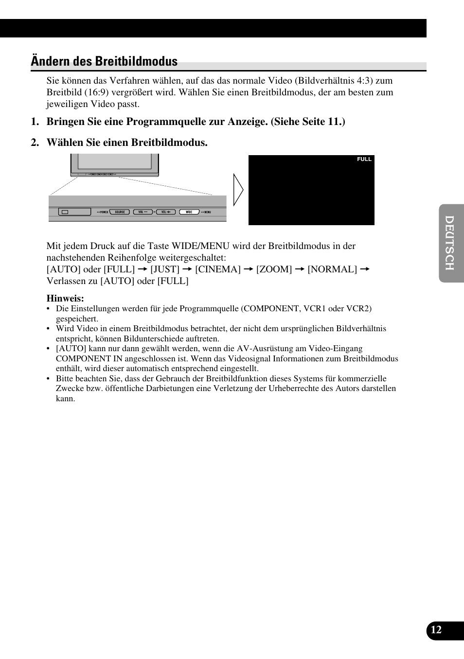 Ändern des breitbildmodus | Pioneer AVD-W1100V User Manual | Page 77 / 226