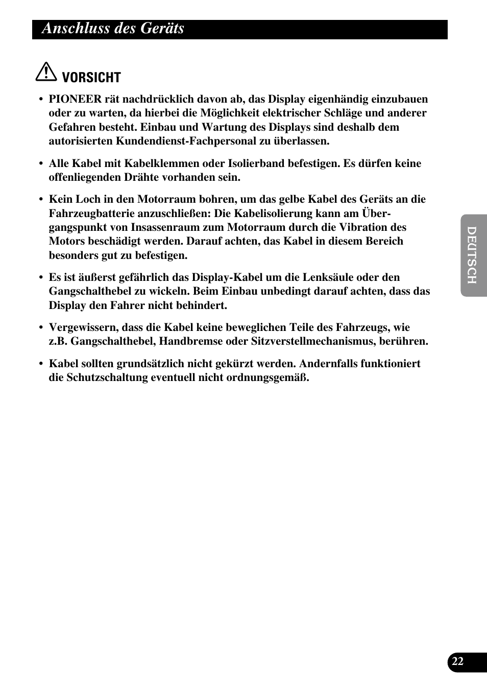 Anschluss des geräts, Vorsicht | Pioneer AVD-W1100V User Manual | Page 87 / 226
