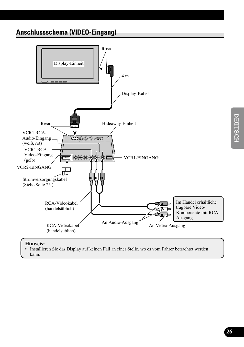 Anschlussschema (video-eingang) | Pioneer AVD-W1100V User Manual | Page 91 / 226
