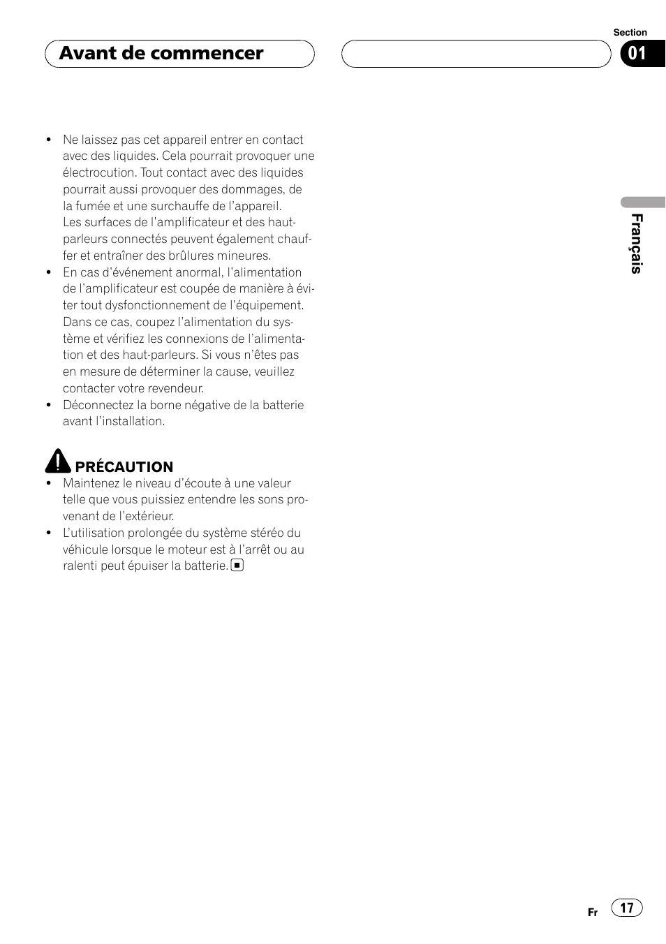 Avant de commencer | Pioneer GM-D9500F User Manual | Page 17 / 104