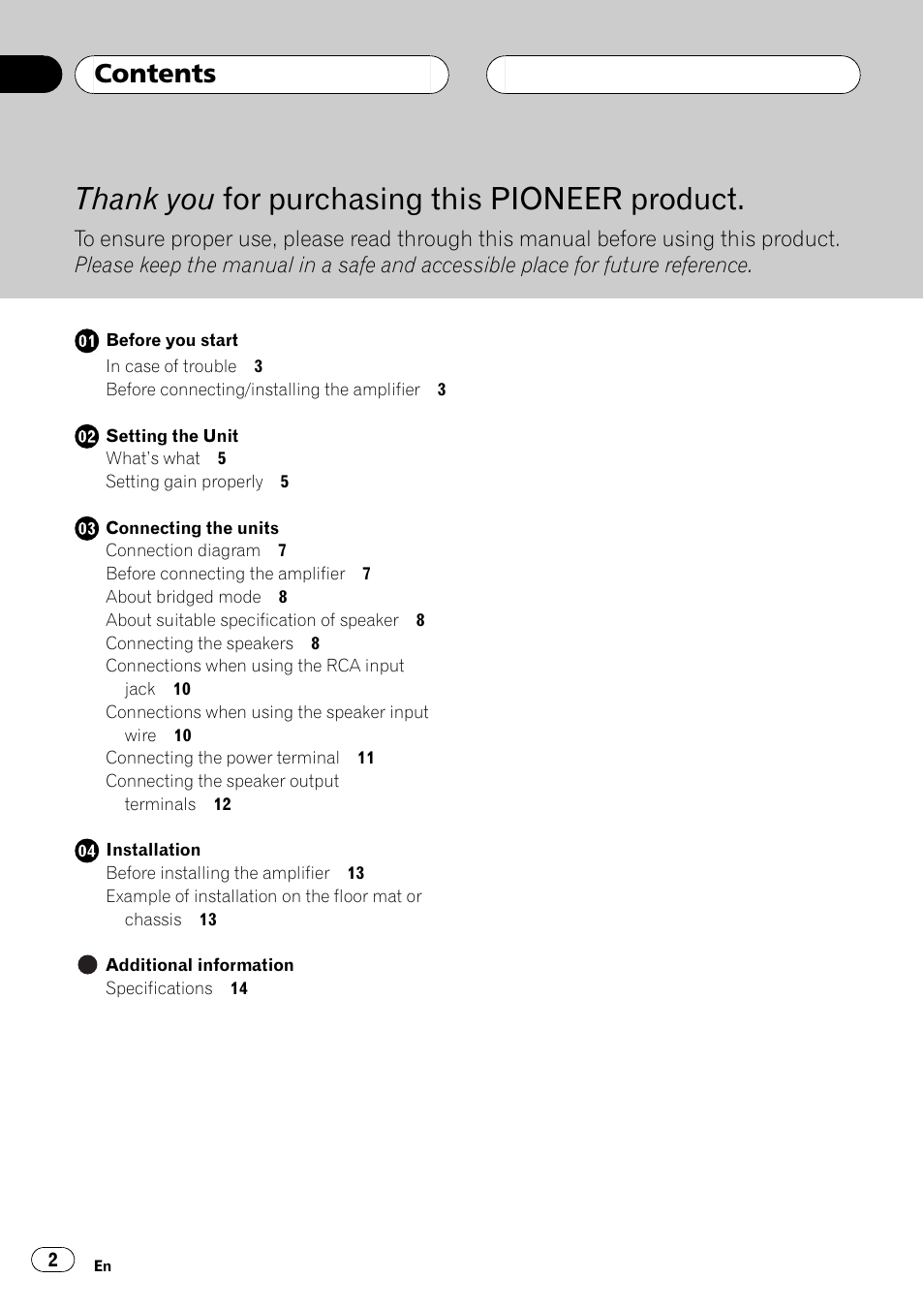 Pioneer GM-D9500F User Manual | Page 2 / 104