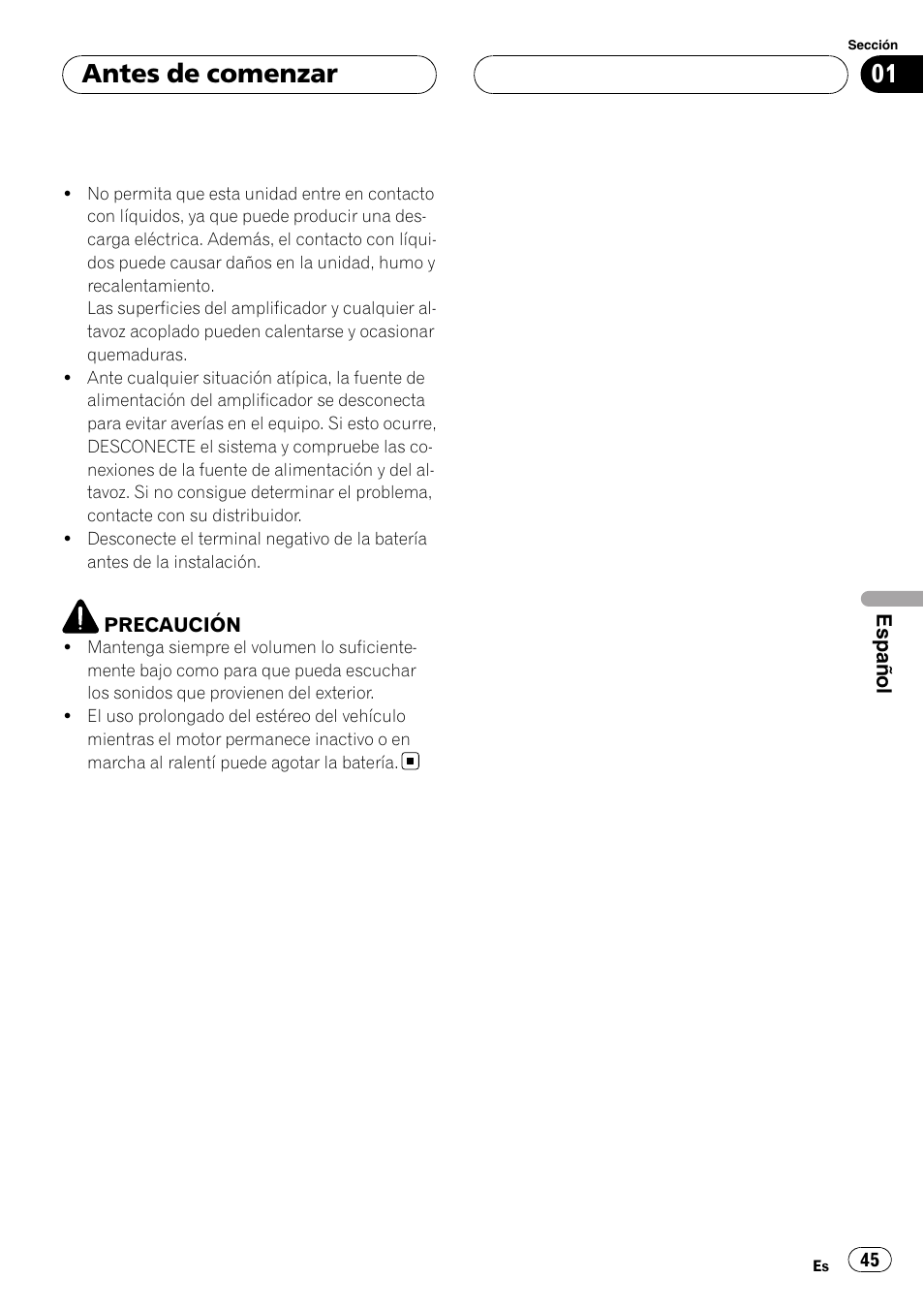 Antes de comenzar | Pioneer GM-D9500F User Manual | Page 45 / 104