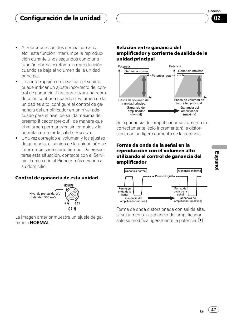 Configuración de la unidad | Pioneer GM-D9500F User Manual | Page 47 / 104