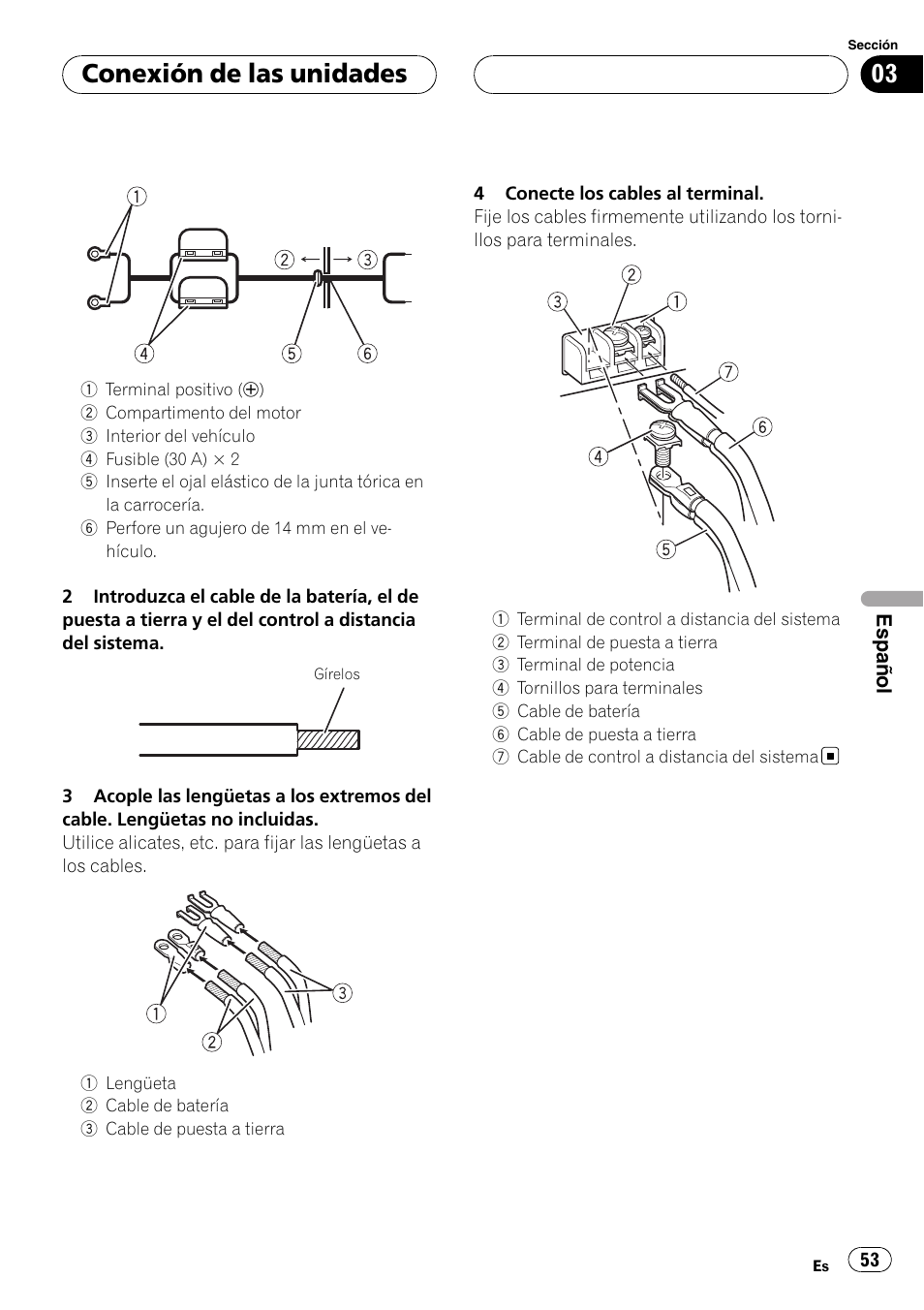 Conexión de las unidades | Pioneer GM-D9500F User Manual | Page 53 / 104