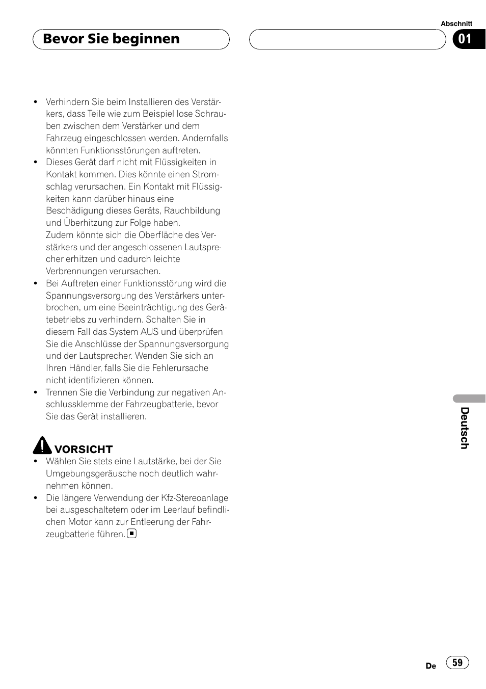 Bevor sie beginnen | Pioneer GM-D9500F User Manual | Page 59 / 104
