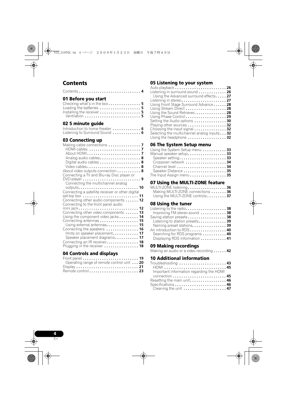 Pioneer VSX-519V-K User Manual | Page 4 / 140