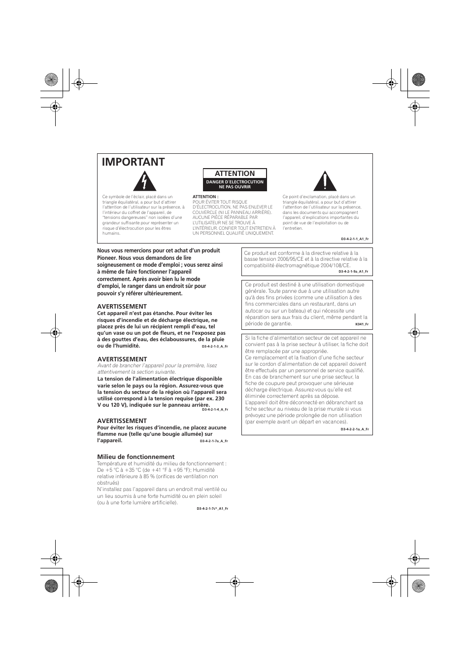 Important, Attention | Pioneer VSX-519V-K User Manual | Page 48 / 140