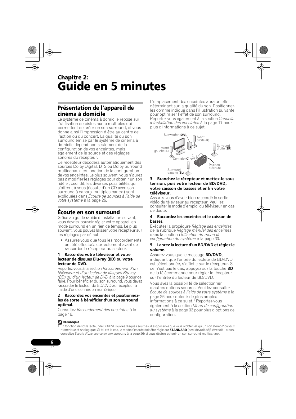 Guide en 5 minutes, Présentation de l’appareil de cinéma à domicile, Écoute en son surround | Chapitre 2 | Pioneer VSX-519V-K User Manual | Page 52 / 140