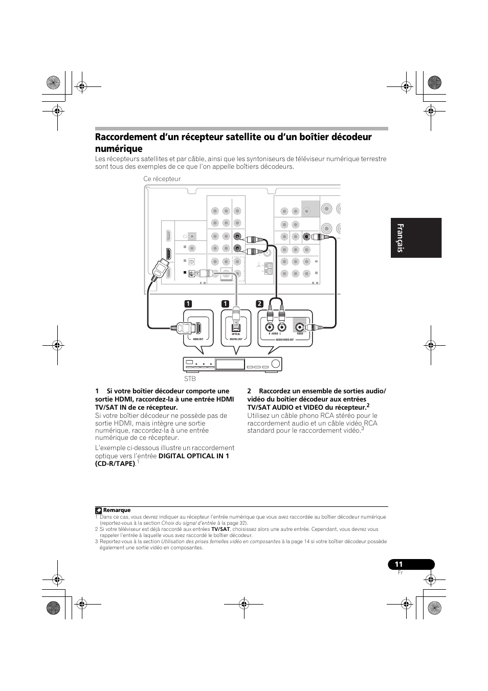 12 stb ce récepteur, Remarque | Pioneer VSX-519V-K User Manual | Page 57 / 140