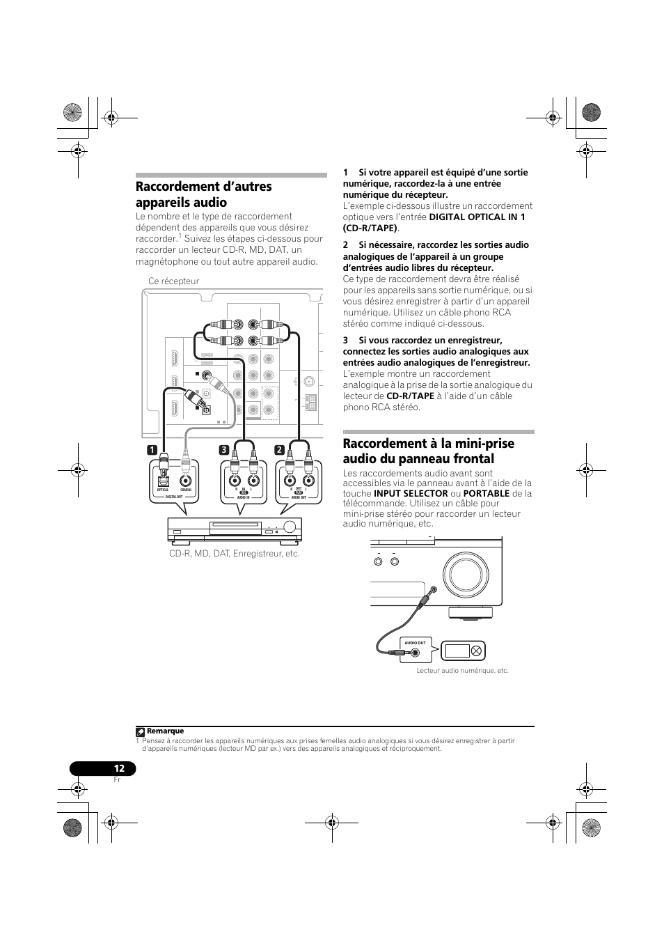 Raccordement d’autres appareils audio, Remarque | Pioneer VSX-519V-K User Manual | Page 58 / 140
